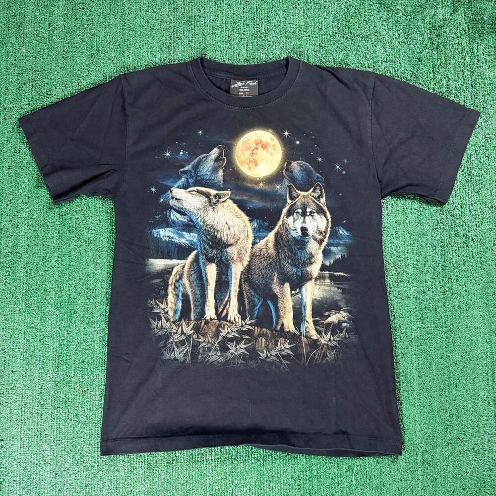 Jays Rock Wolf Moon Graphic T-Shirt Size Medium Black Cotton
